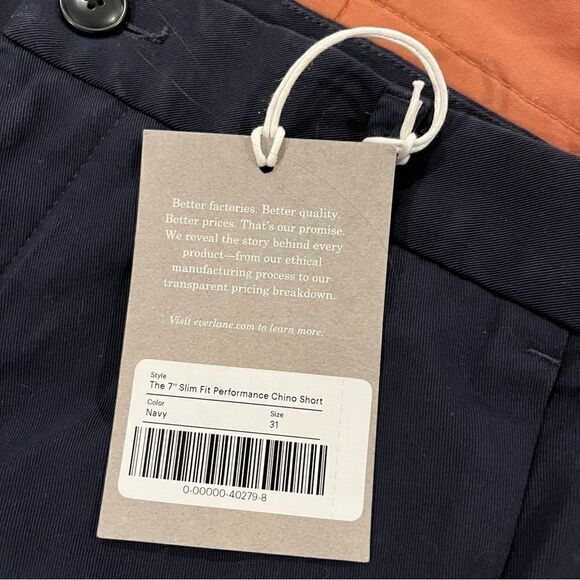 NWT EVERLANE The 7" Slim Fit Performance Chino Short Size 31 - Picture 6 of 11